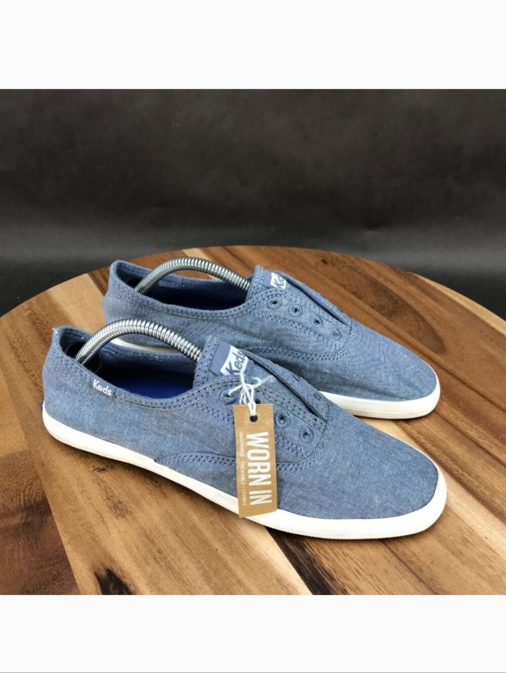 NWT Keds Blue Worn In Denim Laceless Sneakers Low Top